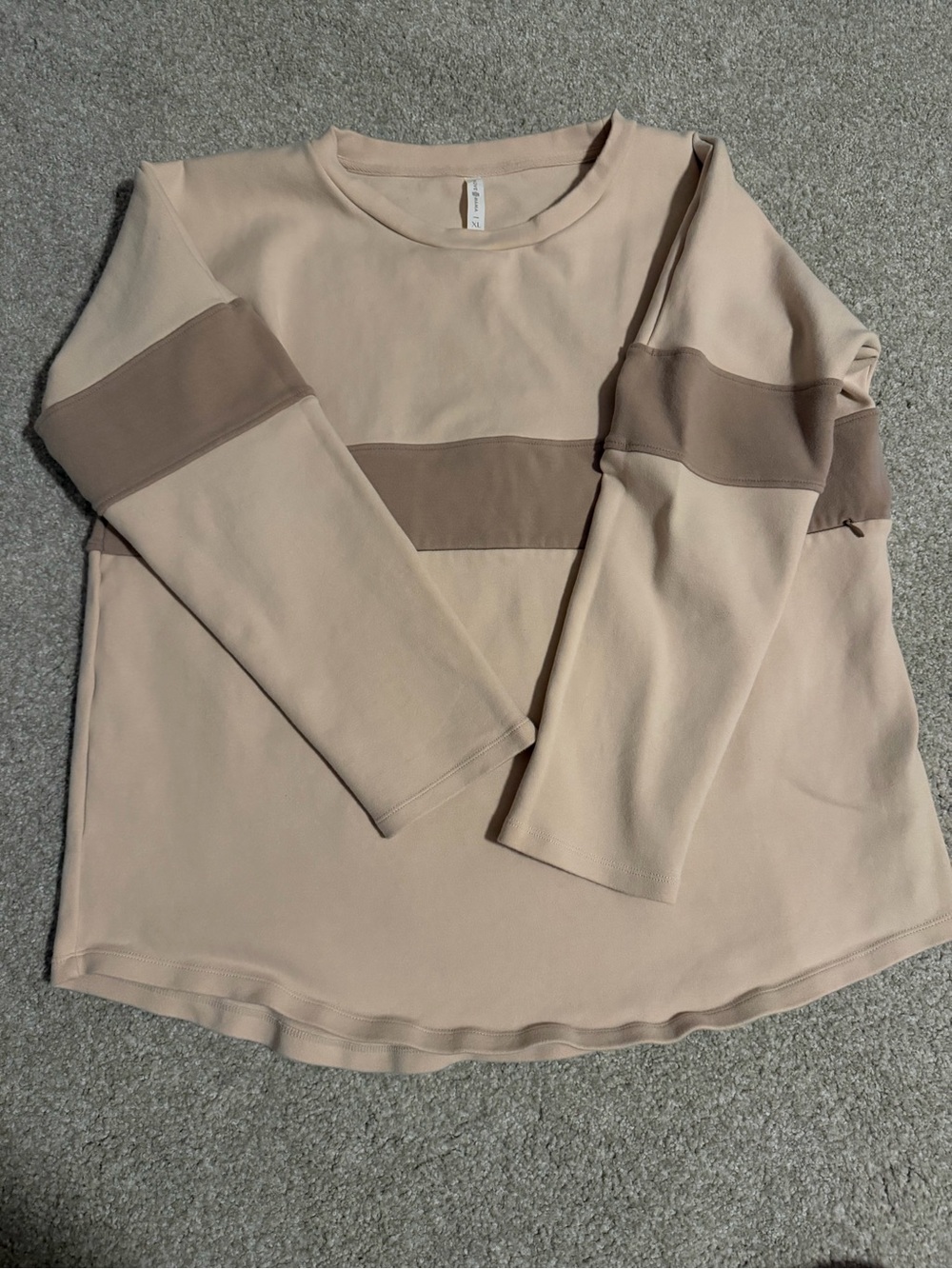 Move Mama Breastfeeding Sweater, Crewneck Pullover Top in Beige and Taupe
